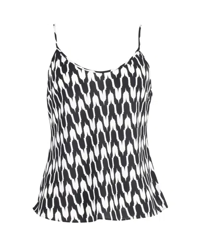 Diane Von Furstenberg Cami Top In Black Polyester In Multi