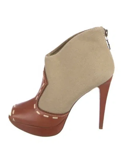 Pre-owned Diane Von Furstenberg Canvas Boots In Neutral