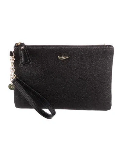 Pre-owned Diane Von Furstenberg Canvas Clutch Bag In Black