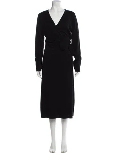 Pre-owned Diane Von Furstenberg Cardigan Midi Length Dress In Black