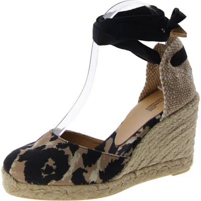 Diane Von Furstenberg Carina Womens Leg Strap Round Toe Wedge Heels In Multi