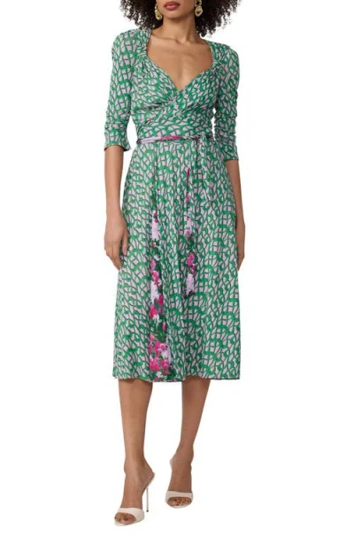 Diane Von Furstenberg Carmen Reversible Mixed Print Jersey Wrap Dress In Black
