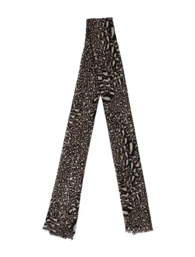 Pre-owned Diane Von Furstenberg Cashmere Animal Print Scarf In Grey