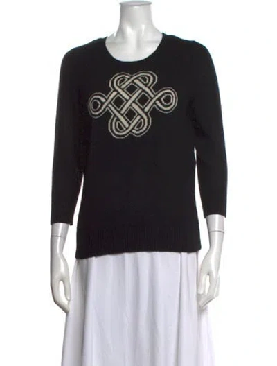 Pre-owned Diane Von Furstenberg Cashmere Graphic Print Sweater In Black
