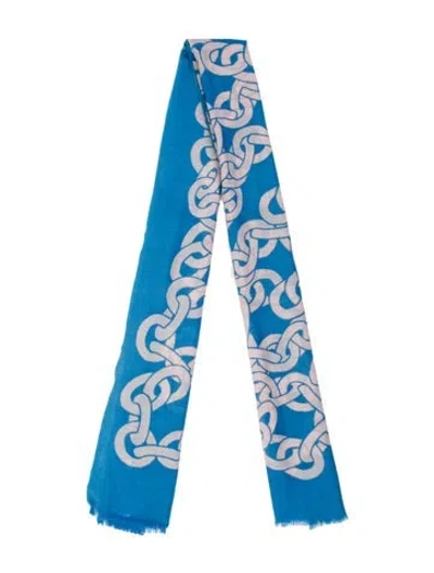 Pre-owned Diane Von Furstenberg Cashmere Printed Scarf In Blue