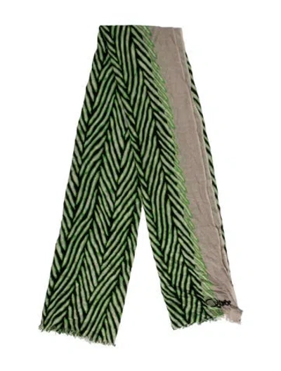 Pre-owned Diane Von Furstenberg Cashmere Striped Scarf In Green