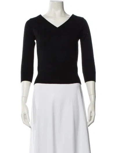 Pre-owned Diane Von Furstenberg Cashmere V-neck Sweater In Black
