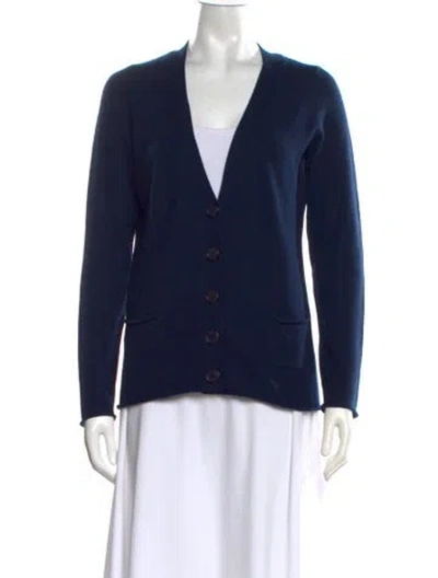 Pre-owned Diane Von Furstenberg Cashmere V-neck Sweater In Blue