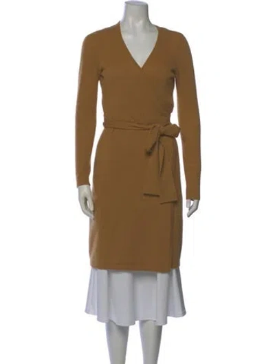 Pre-owned Diane Von Furstenberg Cashmere V-neck Sweater In Brown