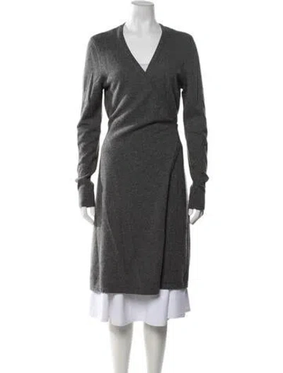 Pre-owned Diane Von Furstenberg Cashmere V-neck Sweater In Grey