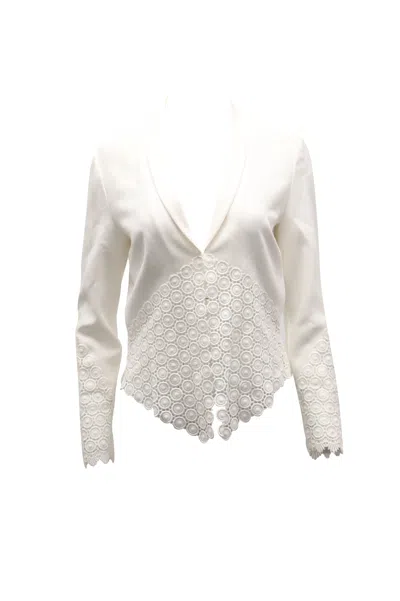 Diane Von Furstenberg Castilla Lace Jacket In White Triacetate