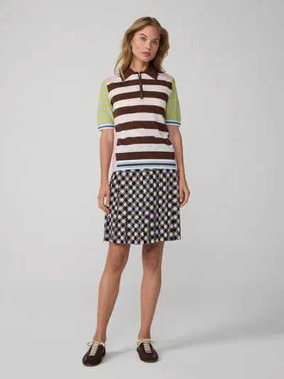 Diane Von Furstenberg Catrina Polo In Pink Brown Multi