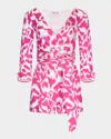 Diane Von Furstenberg Celeste Abstract-print Wrap Romper In Kupang Pink