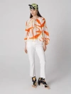 Diane Von Furstenberg Celia Top In Giant Palm Geo Orange