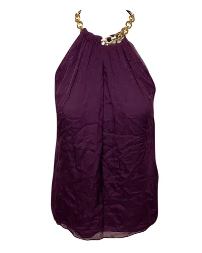 Diane Von Furstenberg Chain-neck Halter Top In Purple Silk