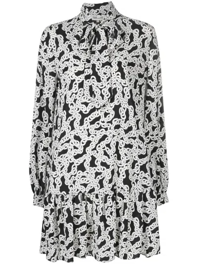 Diane Von Furstenberg Chain-print Dress In Black