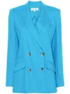 Diane Von Furstenberg Chambray Double-breasted Blazer In Cerulean Blue