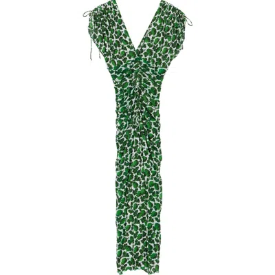 Diane Von Furstenberg Charlotte Plunge Neck Maxi Dress In Green