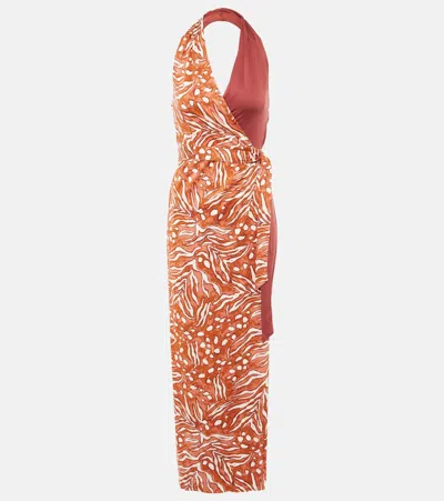 open lace back dress 1970s Halston Deep Red Wool Jersey Wrap Dress – Shrimpton Couture main image 0