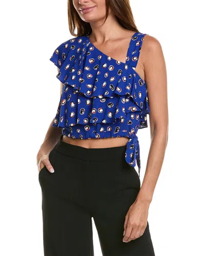 Diane Von Furstenberg Abstract-print Crop Top In Blue