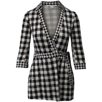 Pre-owned Diane Von Furstenberg Check Playsuit In Black/white Viscose In Gray