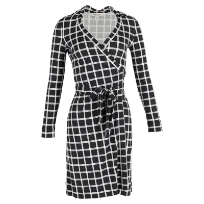 Diane Von Furstenberg Checkered Wrap Dress In Black Viscose