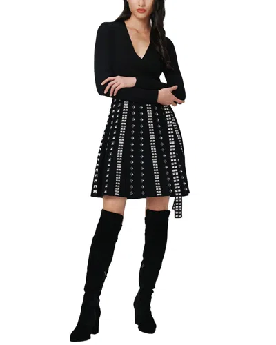Diane Von Furstenberg Chelsea Jacquard Knit Mini Dress In Black And Stud