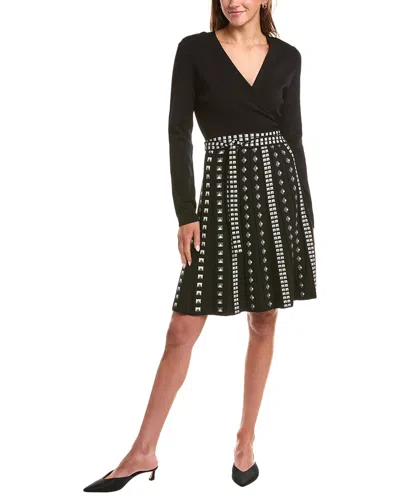 Diane Von Furstenberg Chelsea Jacquard Knit Mini Dress In Black And Stud