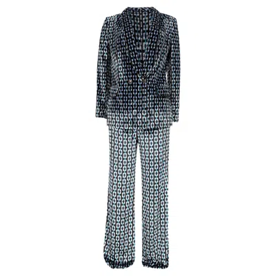 Diane Von Furstenberg Chiana Double-breasted Printed Velvet Blazer And Pants In Multicolor Viscose