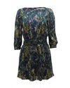 Diane Von Furstenberg Chiffon Print Short Dress In Multicolor Silk In Green