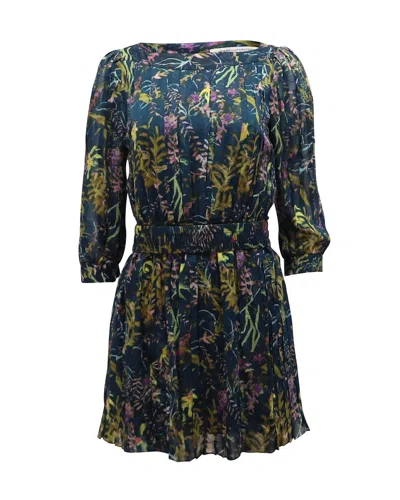 Diane Von Furstenberg Chiffon Print Short Dress In Multicolor Silk In Green