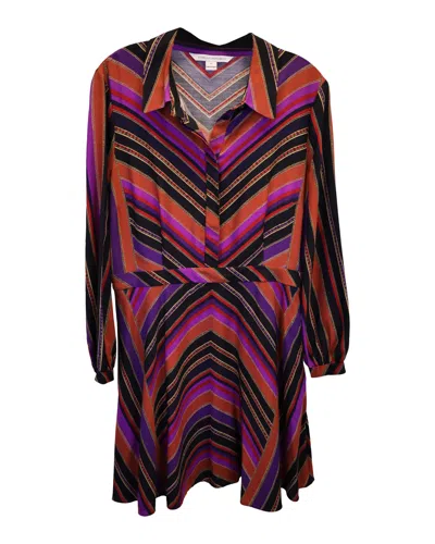 Diane Von Furstenberg Chrissie Chevron Print Mini Dress In Multicolor Silk