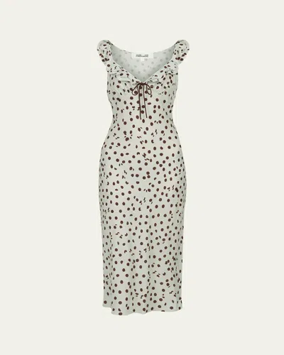 Diane Von Furstenberg Christina Ruffle-trim Polka Dot Midi Dress In Multi