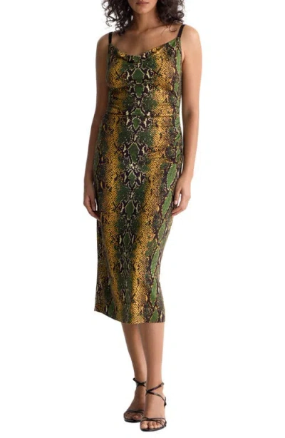 Diane Von Furstenberg Claudia Cowl Neck Midi Slipdress In Serpente Mini Caraway