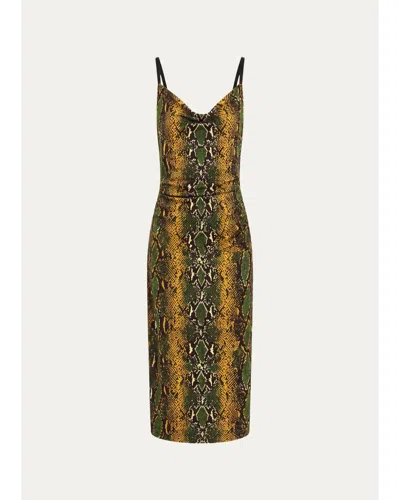 Diane Von Furstenberg Claudia Snakeskin-print Midi Slip Dress In Multi