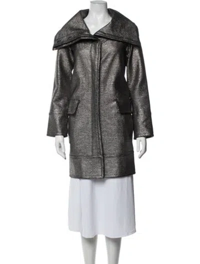 Pre-owned Diane Von Furstenberg Coat In Metallic/silver