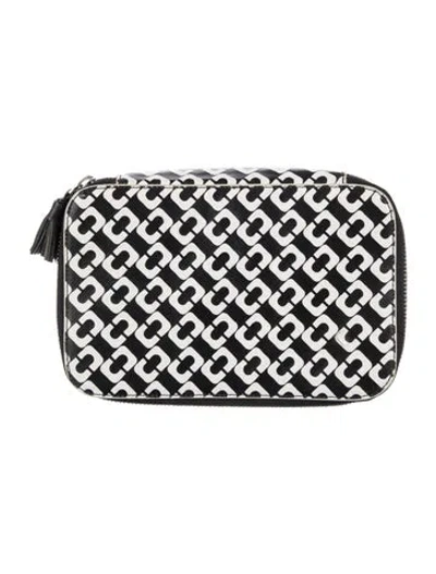 Pre-owned Diane Von Furstenberg Coated Canvas Cosmetic Bag In Black