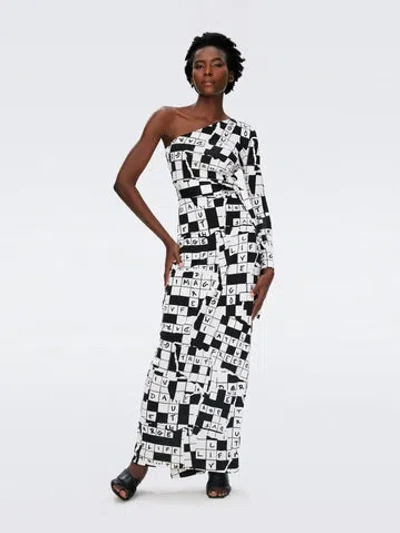 Diane Von Furstenberg Coco Silk Jersey Dress In Dvf 50th Crossword Ivory