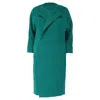Diane Von Furstenberg Collarless Hidden Closure Coat In Green Wool In Green