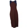 Diane Von Furstenberg Color Block Sheath Midi Dress In Burgundy Wool In Brown