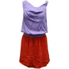 Diane Von Furstenberg Colorblock Cowl Neckline Dress In Purple And Orange Viscose In Purple
