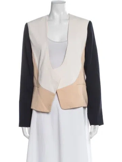 Pre-owned Diane Von Furstenberg Colorblock Pattern Blazer In Neutral