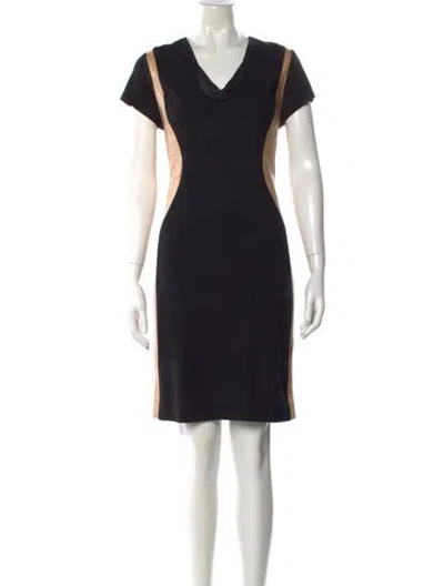 Pre-owned Diane Von Furstenberg Colorblock Pattern Knee-length Dress In Black
