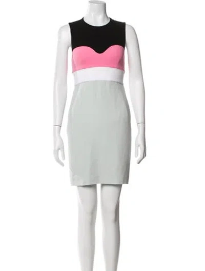 Pre-owned Diane Von Furstenberg Colorblock Pattern Mini Dress In Multi