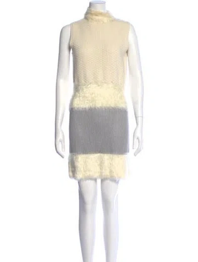 Pre-owned Diane Von Furstenberg Colorblock Pattern Mini Dress In Neutral