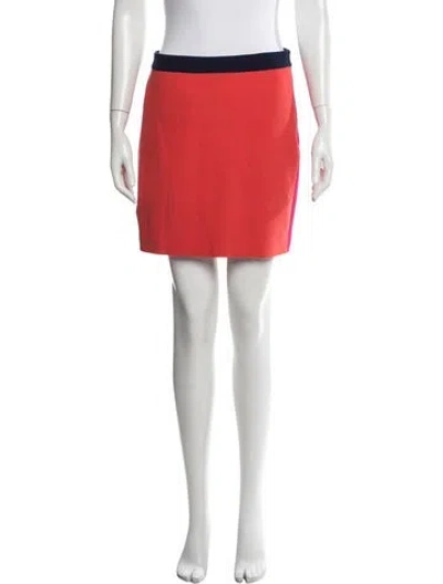 Pre-owned Diane Von Furstenberg Colorblock Pattern Mini Skirt In Red