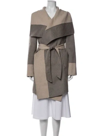 Pre-owned Diane Von Furstenberg Colorblock Pattern Trench Coat In Neutrals