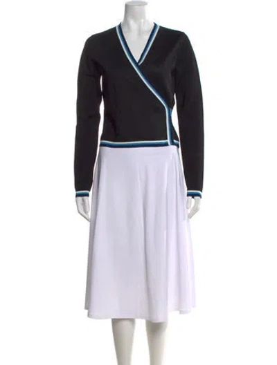 Pre-owned Diane Von Furstenberg Colorblock Pattern V-neck Sweater In Multi