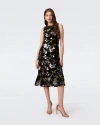 Diane Von Furstenberg Coral Sequined Floral Midi Dress In Sequin Floral