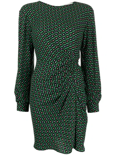 Diane Von Furstenberg Coraline Geometric-print Minidress In Green